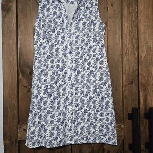 Tommy Hilfiger White Sleeveless Midi Dress with Blue Floral Print